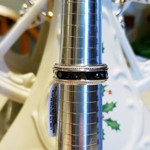 1CT Black Diamond White Gold Mens Wedding Band Pinky Ring Right Hand Eng…